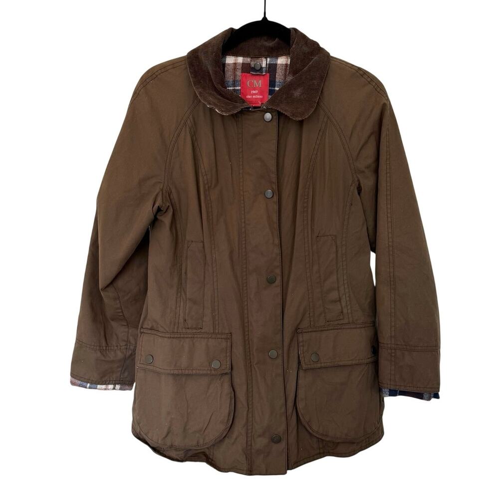 Ciao Milano S CM 1969 Barn Jacket Brown Corduroy Collar Plaid Lined Utility VTG